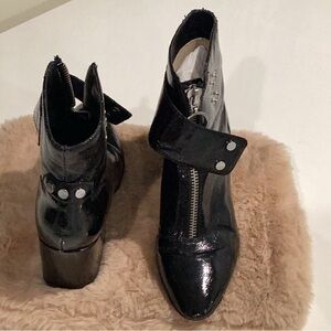 Black Patent Leather Ankle Boots